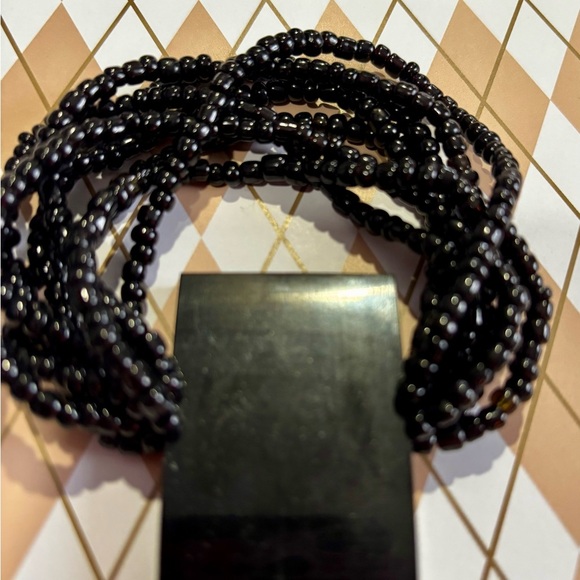 Vtg Stretch Bracelet Glass Beaded multi strand Inlaid Abalone Shell - Picture 6 of 7